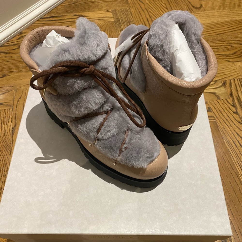 Jimmy choo shearling ditto boot ballet pink color